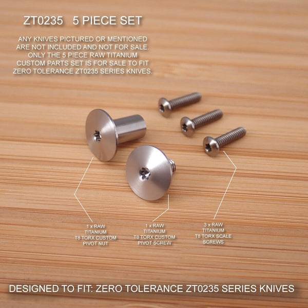 Zero Tolerance ZT0235 ZT 235 ZT 0235 Knife Custom Titanium 5pc Parts Set - RAW