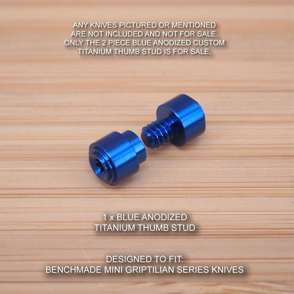 Benchmade Mini Griptilian 556 557 558 Knife 2pc Custom Titanium Thumb Stud Set Anodized BLUE