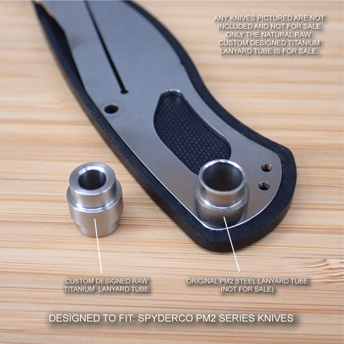 Spyderco Paramilitary PM2 Custom Titanium Lanyard Tube Natural RAW