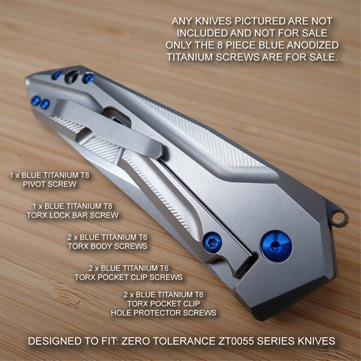 Zero Tolerance ZT0055 ZT 0055 GTC SLT Custom Titanium 8pc Screw