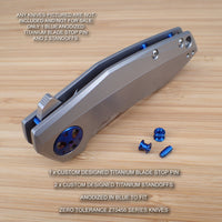 Zero Tolerance ZT0456 456 BW ZT Titanium 3pc Blade Stop Pin & Spacer Set - BLUE