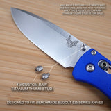 Benchmade 535 BUGOUT Knife 2 PC Custom Titanium Thumb Stud Set - RAW