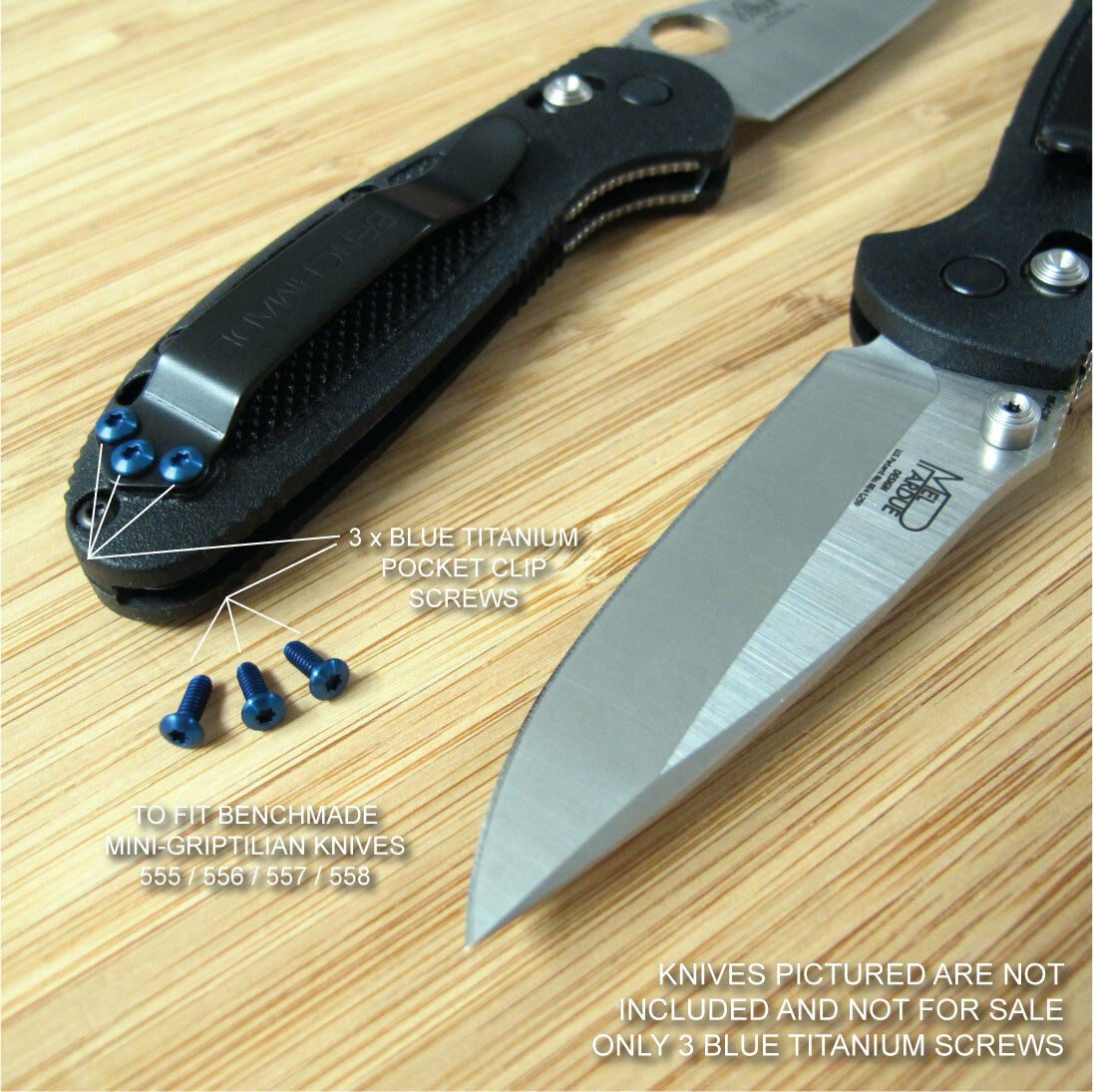 Benchmade 555 556 Mini Griptilian Replacement BLUE Titanium Pocket
