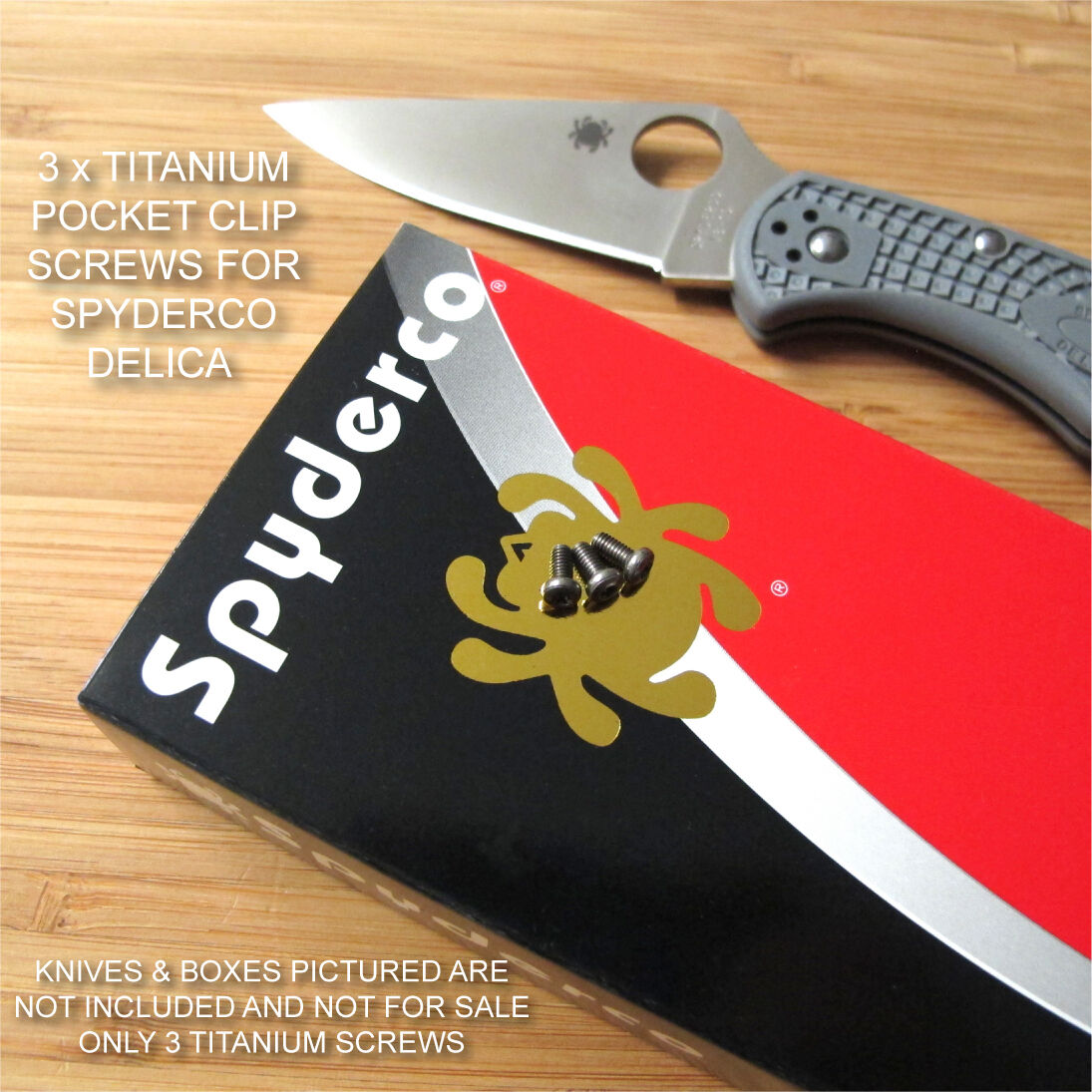 Spyderco Delica 4 Titanium Ti T6 RAW Pocket Clip Torx Screws Set