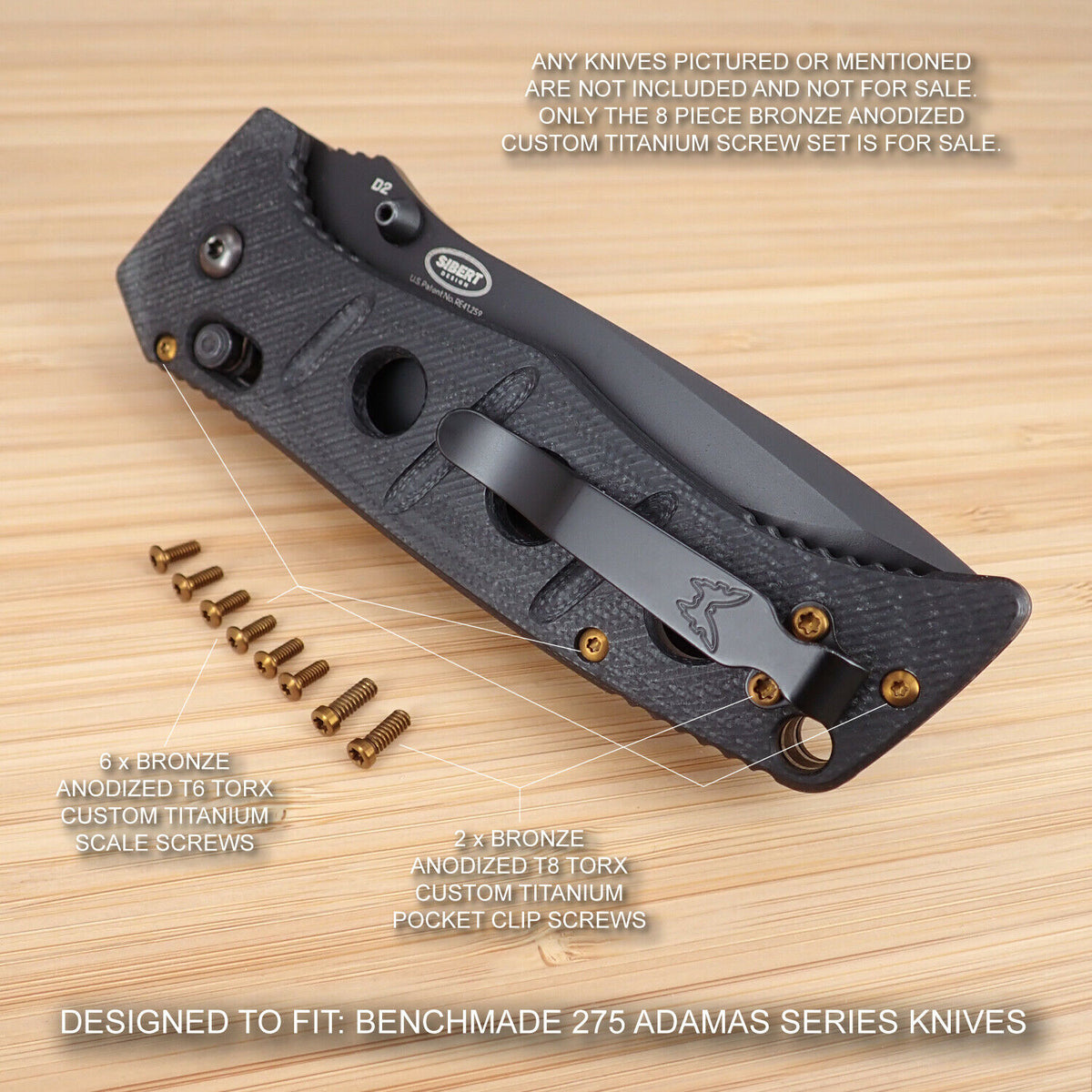 アダムBSP Benchmade 275 Adamas 8 Piece BRONZE Anodized Titanium Screw Set