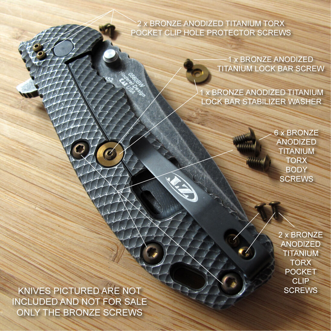 Zero Tolerance ZT0561 560 ZT Knife 12PC Titanium Screw Set