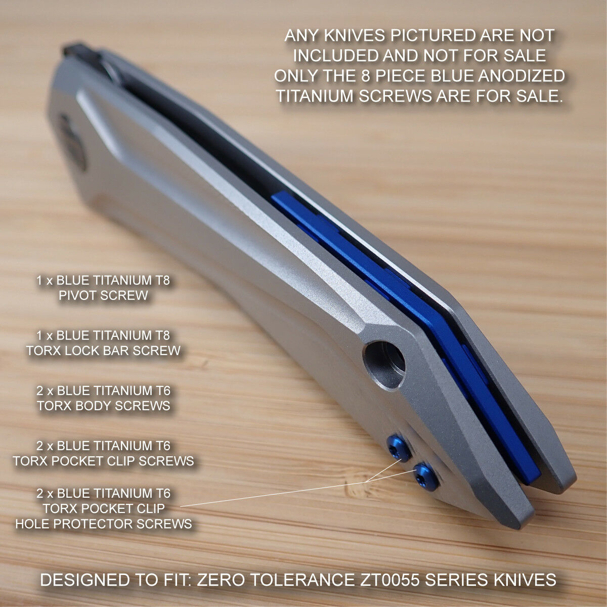 Zero Tolerance ZT0055 ZT 0055 GTC SLT Custom Titanium 8pc Screw