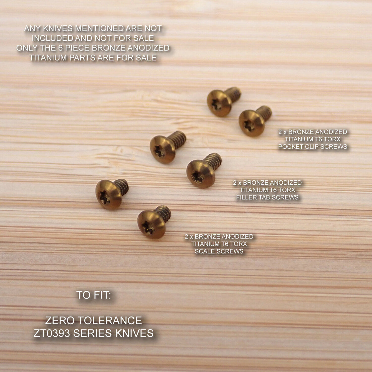 Zero Tolerance ZT0393 ZT 393 0393 BRZ Custom Titanium 6pc Screw