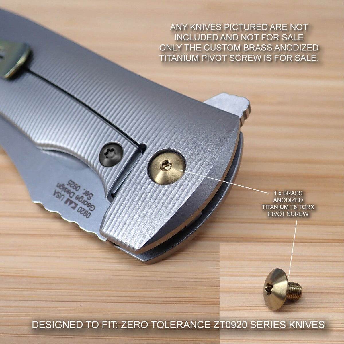 Zero Tolerance ZT0920 ZT 0920 920 Titanium Pivot Screw BRASS - NO