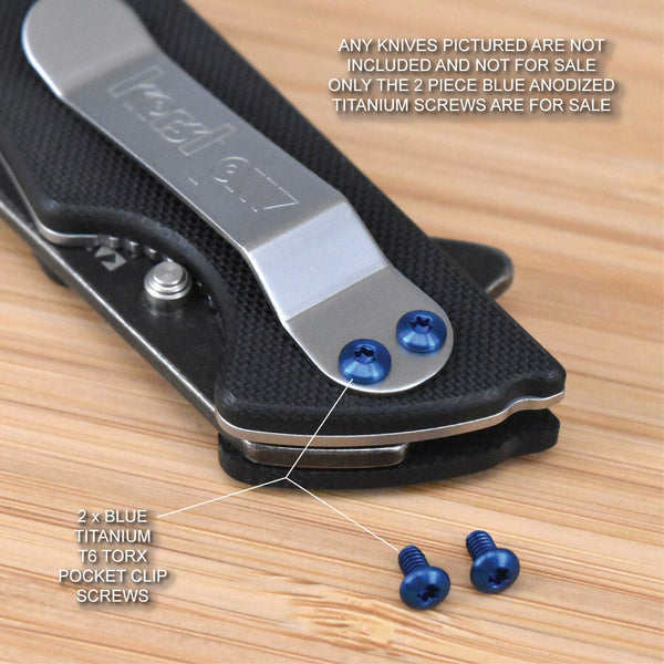 Kershaw Skyline 1760 2pc Custom Anodized Titanium Pocket Clip Screw Set - BLUE
