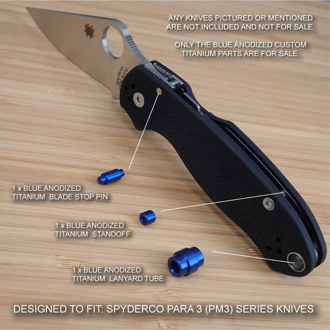 Spyderco PM3 – Leaf Scroll – Laser Engraved Titanium Knife Scales –  Paramilitary 3 – EDC Gear – Knife & Hardware Optional – DNA LASERING