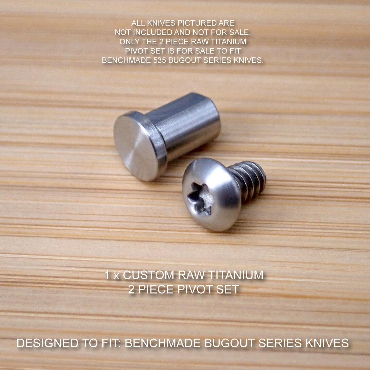 Benchmade 535 BUGOUT 20pc Titanium Screw Set, Pivot, Standoff, Pin, T.Stud BRASS 610953151393