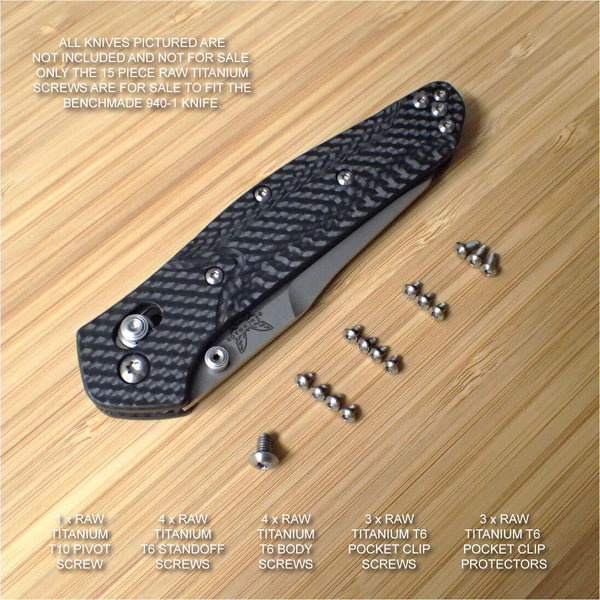 Benchmade 940-1 Osborne Knife 15 PC Custom Natural RAW Titanium Torx Screw Set