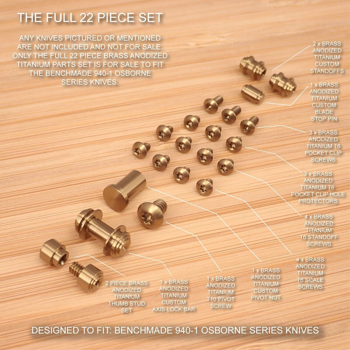 金具 Benchmade 940-1 Osborne 22pc Custom Titanium Screw & Pivot Set