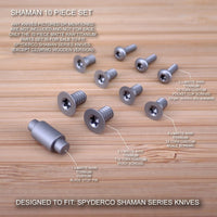 10 Piece MATTE RAW Titanium Screw & Pin Set for Spyderco Shaman (NO KNIFE)