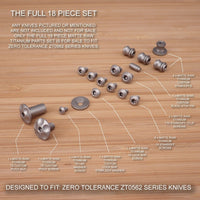 Zero Tolerance ZT0562 ZT 562 562CF 562TI Custom Titanium 18pc Parts Set - MATTE RAW