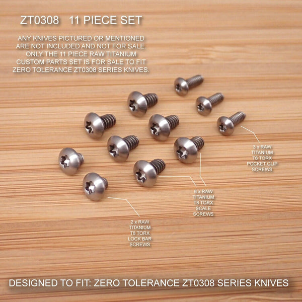 Zero Tolerance ZT0308 ZT 0308 Knife 11pc Titanium Screw Set - RAW