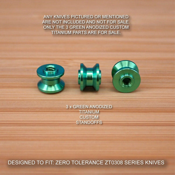 Zero Tolerance ZT0308 ZT 0308 Titanium 3pc Standoff Spacer Set Anodized in GREEN