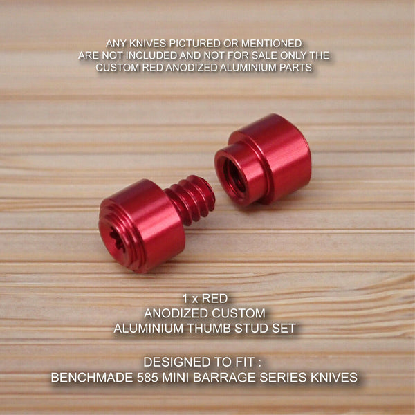 Benchmade 585 MINI BARRAGE Custom Designed 2 Piece Thumb Stud Set - Anodized RED
