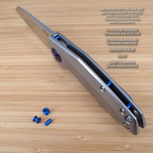 Zero Tolerance ZT0456 456 ZT Titanium 3pc Blade Stop Pin & Standoff Set - BLUE