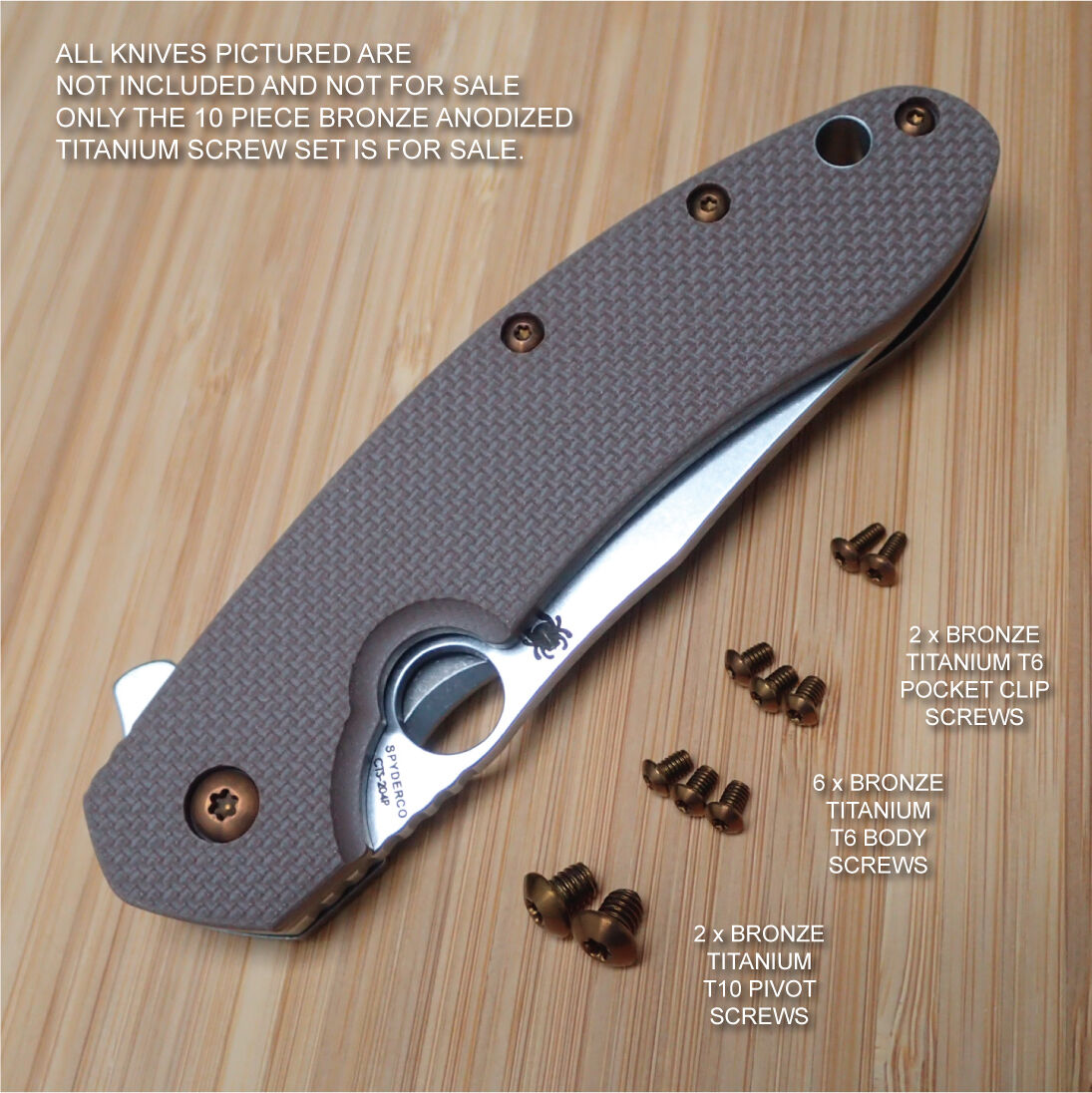 Spyderco Southard Knife Custom 10PC Ti Titanium Screw Set Anodized