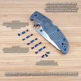 18 Piece Full Blue Titanium Screw + Pivot Set fits Spyderco DELICA 4 (no knife)