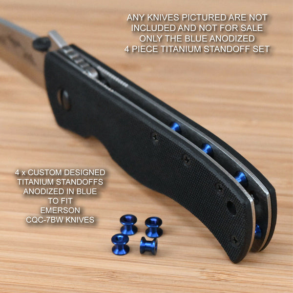 Emerson Knives CQC-7BW CQC7 Custom BLUE Anodized Titanium Ti 4pc Standoff Set