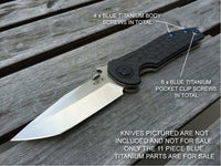 Zero Tolerance ZT0630 620 ZT Knife 11PC Titanium Body Pocket Clip Screw Set BLUE