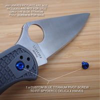 Spyderco Delica 4 Titanium Ti T8 Custom Pivot Screw BLUE - NO KNIVES INCLUDED