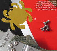 3 Piece Titanium Pocket Clip Screws for Spyderco Paramilitary 2 PM2 (NO KNIFE)
