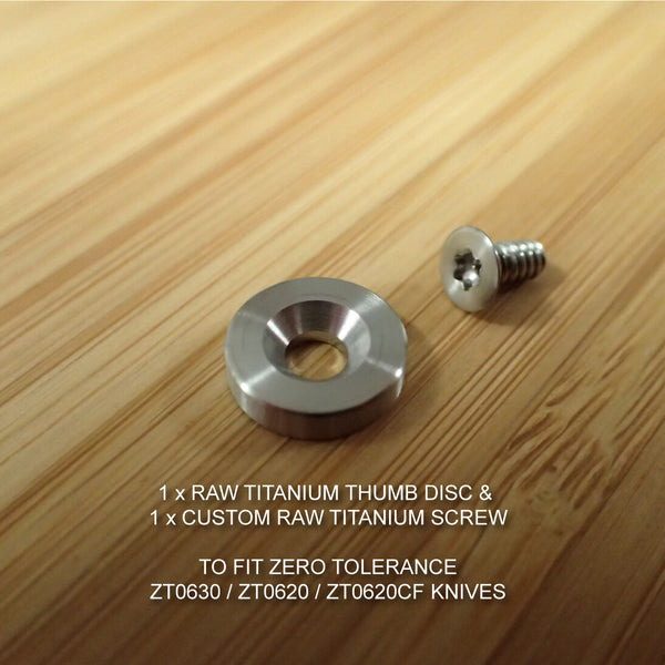 Zero Tolerance ZT0630 ZT0620 ZT Knife Custom Titanium Thumb Disc & Screw - RAW