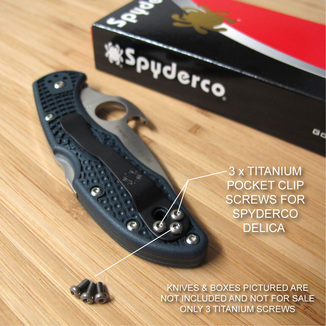 1x Replacement Pocket Clip • 3D Plain Titanium • EDC on sale Folding Knife Upgrades • Works On Spyderco Endura 4 FRN • Models In Description