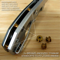 Zero Tolerance ZT0550 ZT 550 Knife BRONZE Anodized Custom Titanium Standoff Set