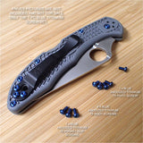 8 pc BLUE Titanium Torx Screw & Pivot Set fits Spyderco Delica 4 FRN (NO KNIFE)