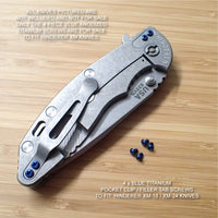 Hinderer Knives XM18 XM24 Pocket Clip & Filler Tab 4PC Titanium Screw Set - BLUE