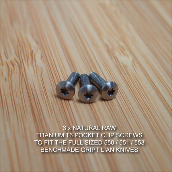 Benchmade 550 551 Full Griptilian Replacement RAW Ti Titanium Pocket Clip Screws