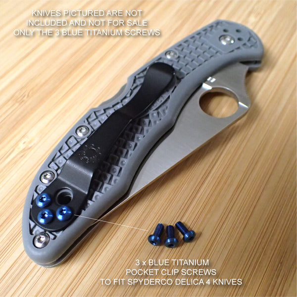 Byrd Meadowlark Rescue 2 - BLUE Titanium 3pc Pocket Clip Torx Screws - NO KNIVES