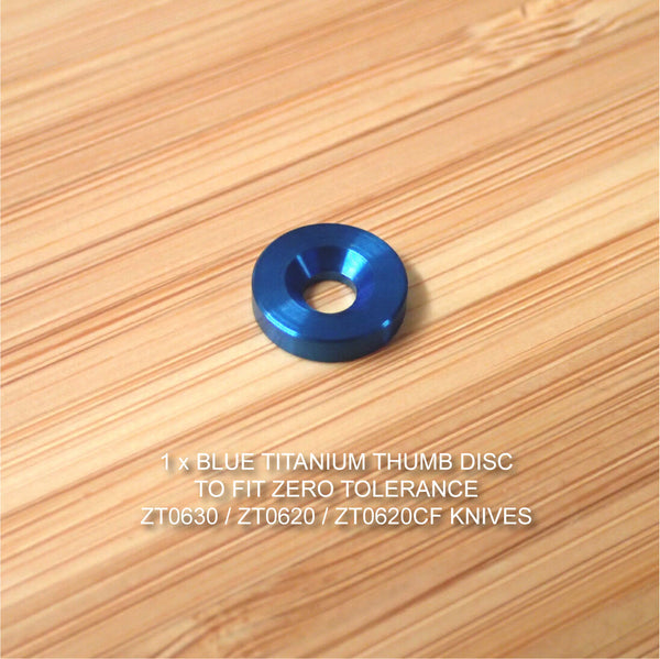 Zero Tolerance ZT0630 ZT0620 Knives Custom Titanium Thumb Disc Washer LBS - BLUE