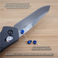 Benchmade 940-2 Osborne Knife 2 PC Custom Titanium Thumb Stud Set Anodized BLUE
