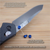 Benchmade 940-1 Osborne Knife 2 PC Custom Titanium Thumbstud Set Anodized BLUE