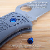 Spyderco Endura 4 Titanium Ti T8 Custom Pivot Screw BLUE - NO KNIVES INCLUDED