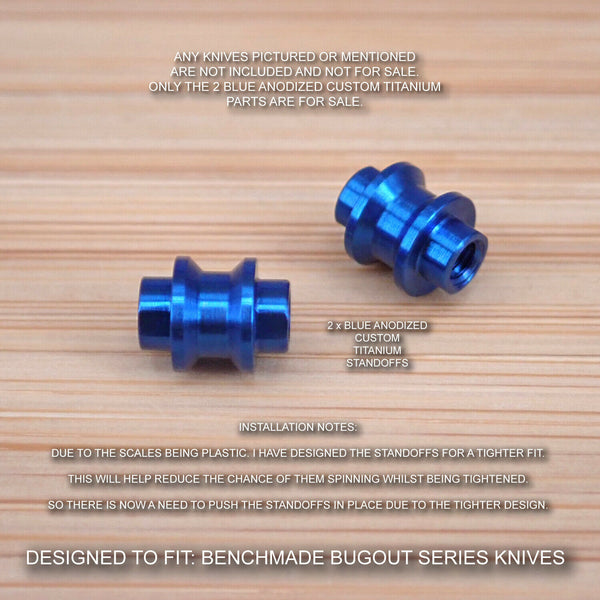 Benchmade 535 BUGOUT 2 Piece Custom Titanium Standoff / Spacer Set - BLUE