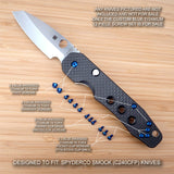 Spyderco Smock C240CFP Custom Titanium 12pc BLUE Anodized Screw Set - (No Knife)