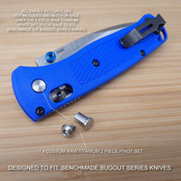 Benchmade 533 MINI BUGOUT 2 Piece Custom RAW Titanium Pivot Screw Set - NO KNIFE