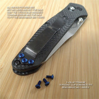 Benchmade 940 -1 Osborne Knife 3PC BLUE Anodized Titanium Pocket Clip Screws Set