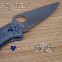 Spyderco Delica 4 Titanium Ti T8 Custom Pivot Screw BLUE - NO KNIVES INCLUDED