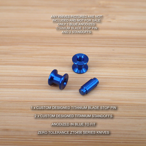 Zero Tolerance ZT0456 456 BW ZT Titanium 3pc Blade Stop Pin & Spacer Set - BLUE