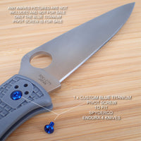 Spyderco Endura 4 Titanium Ti T8 Custom Pivot Screw BLUE - NO KNIVES INCLUDED
