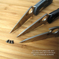Byrd Meadowlark Rescue 2 - RAW Titanium 3pc Pocket Clip Torx Screws - NO KNIVES