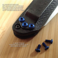 Benchmade 940 -1 Osborne Knife 3PC BLUE Anodized Titanium Pocket Clip Screws Set